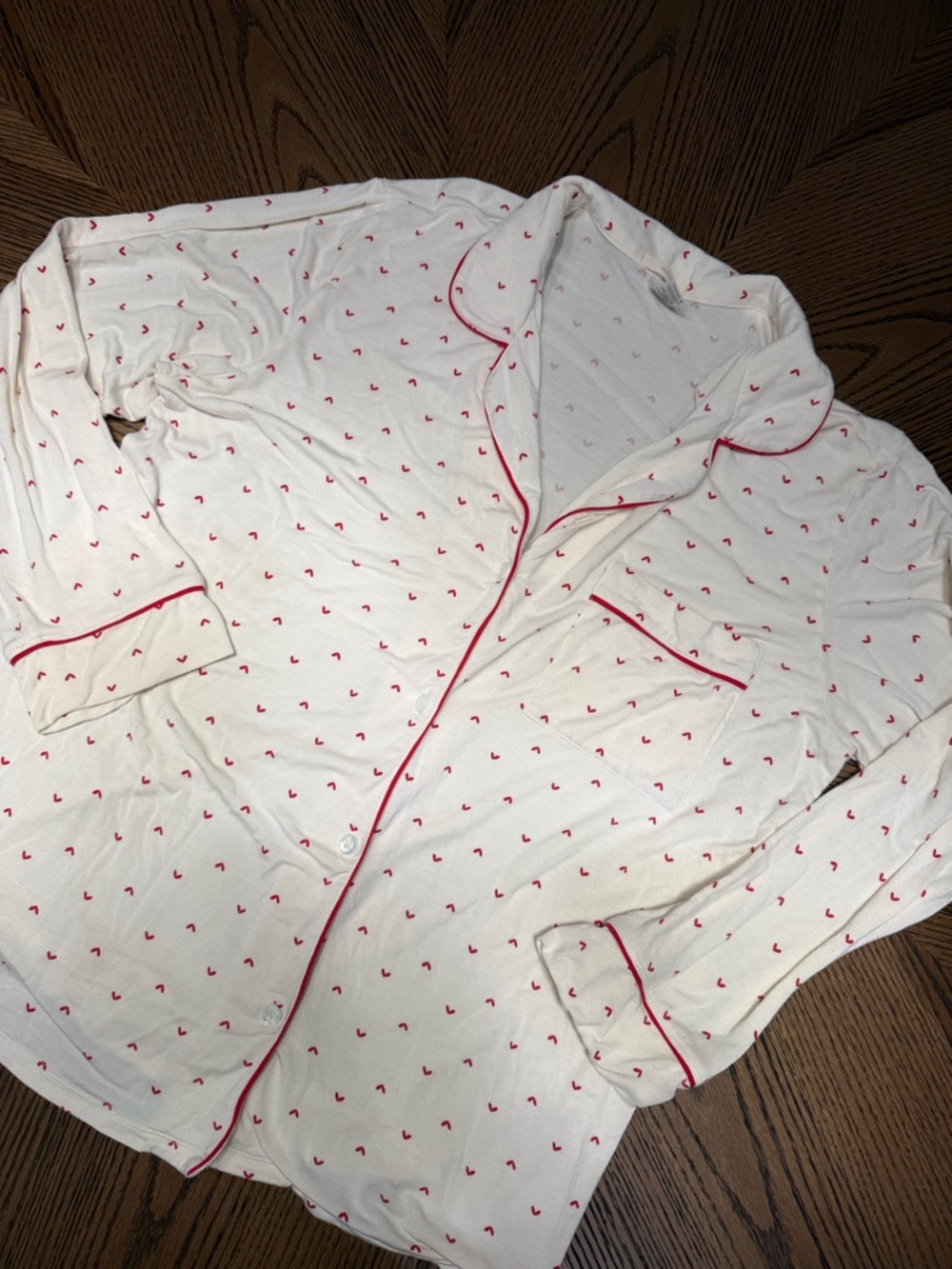 Eberjey Heart Print Gisele Printed Modal White Pajama Top M